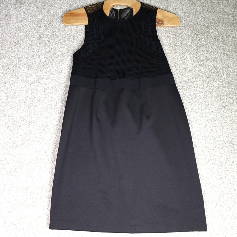 Ashley Graham Beyond Black Sleeveless Sheath Dress Mesh Floral Embellishment‎